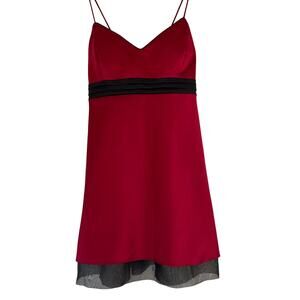 Vintage Bari Jay babydoll short satin red dress tie bow party homecoming 18